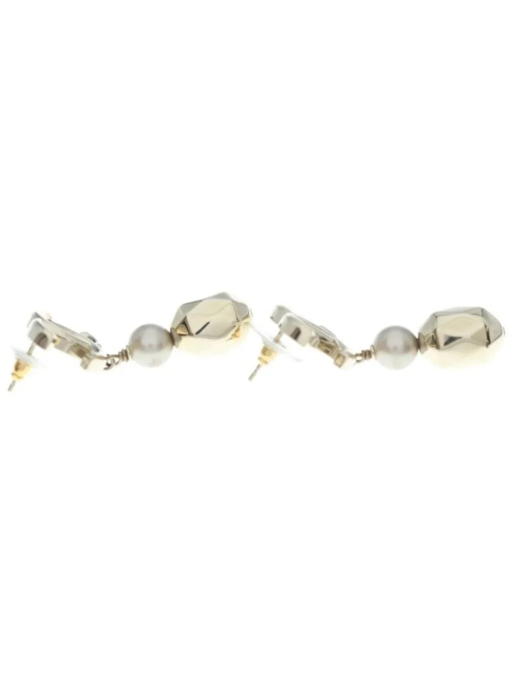 Chanel CC Logo Pearl Earrings Gold